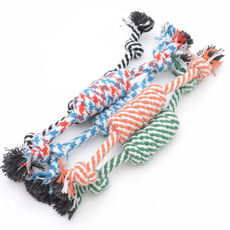 1Pcs Cotton Chew Pets dogs Toys Puppy Durable Braided Bone Knot Rope 27CM Tooth Cleaning Tool Pet Products Dropshipping Center