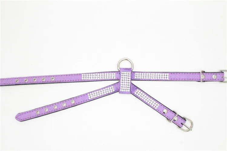 Luxury Bling Rhinestone Dog Harness for Small Medium Dogs Puppy Adjustable Soft Leather Pet Harness with Diamond York Chihuahua