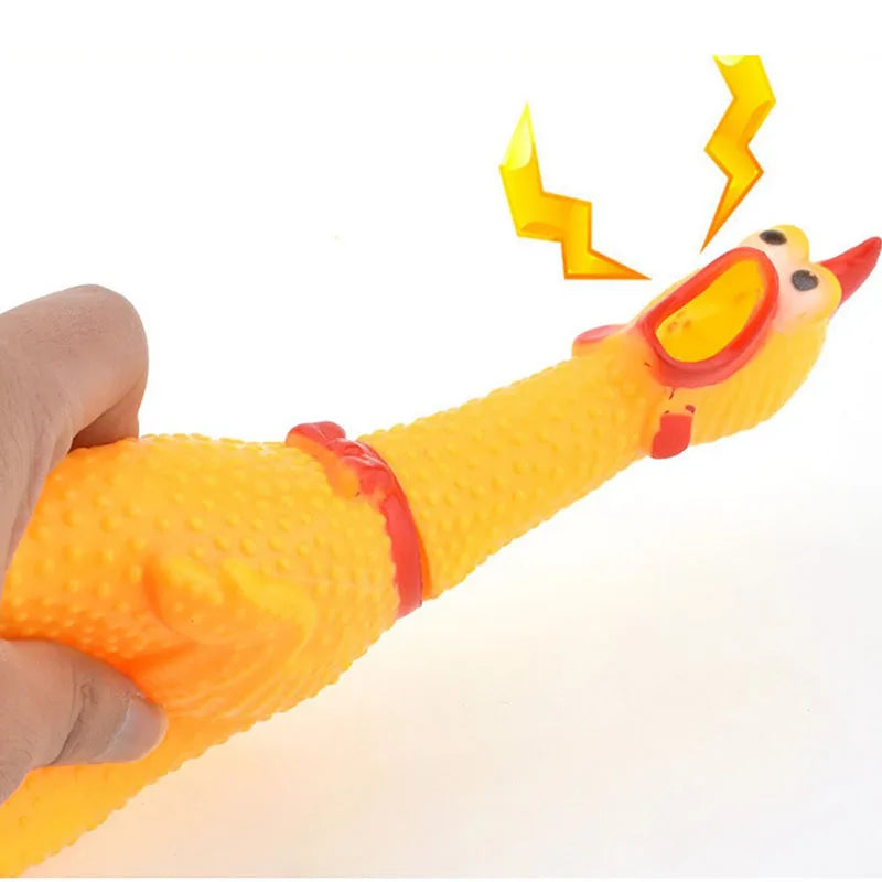 1pc Funny Yellow Screaming Chicken Squeaky Pets Dog Toys Squeeze Squeaky Sound Toy Safety Rubber For Dogs Molar Chew Toys