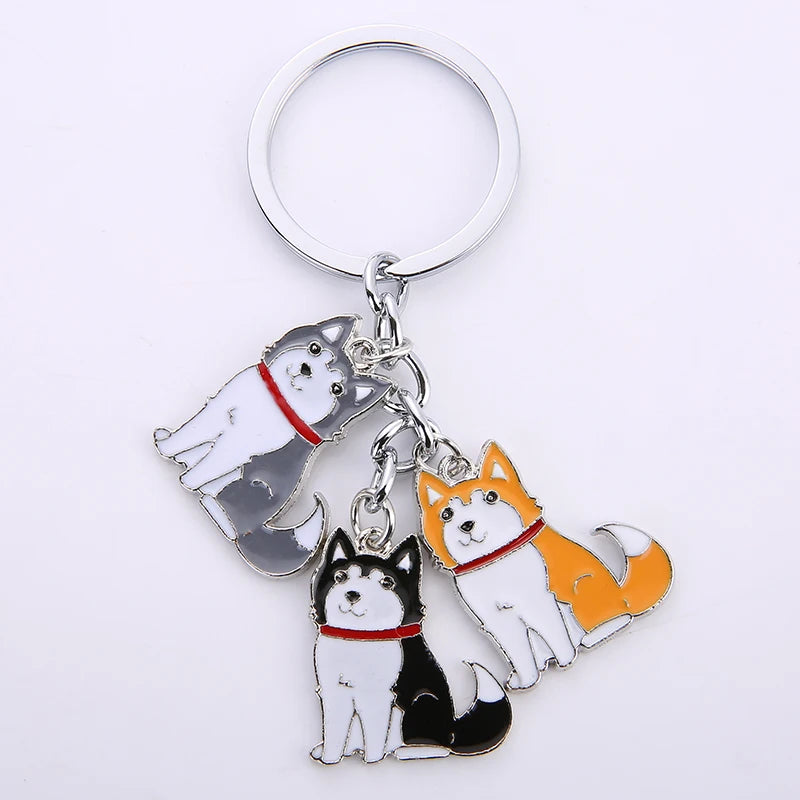 Siberian husky car key chains for men women pet dog pendant bag charm keychain key rings jewelry gifts