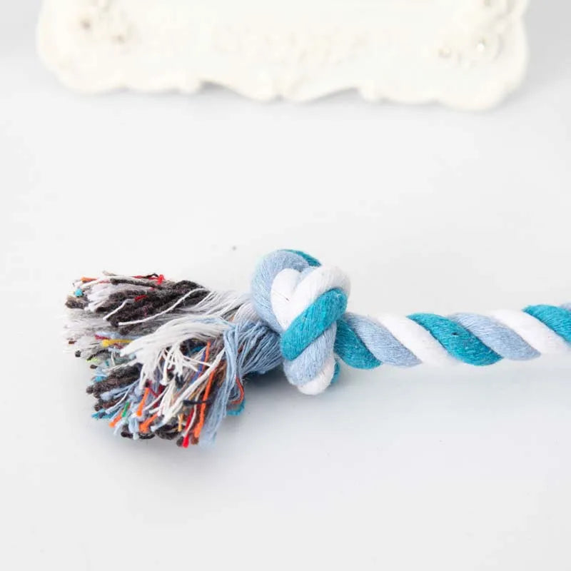 Tough Puppy Dog Toys Random Colors Cotton Double Knot Rope Chewers Toy for Small Dogs Playing Interactive Dental Pet Rope Toys