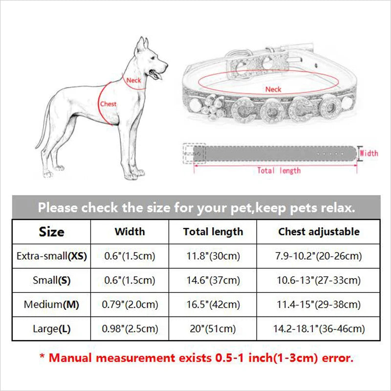 Custom Pet Name Dog Collar Luxury Rhinestone Letter Adjustable Personalized Blingbling Leather Dog Cat Collar Small Medium Dogs