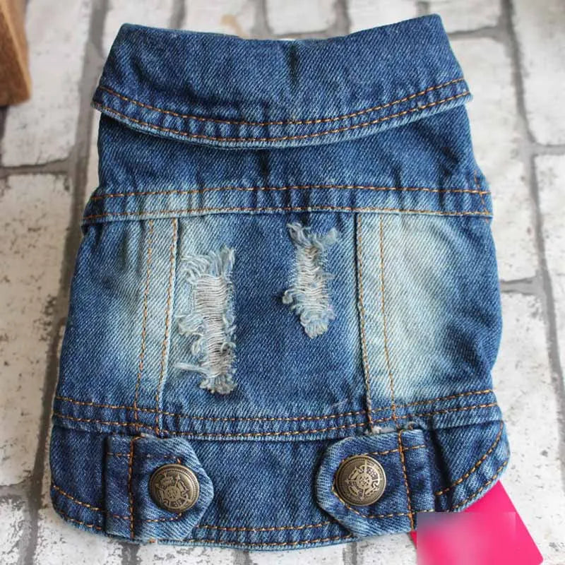Spring Autumn Apparel Dog Jeans Jacket for Small Medium Dogs Cool Blue Pet Denim Hooded Coat Puppy Clothes Outfits