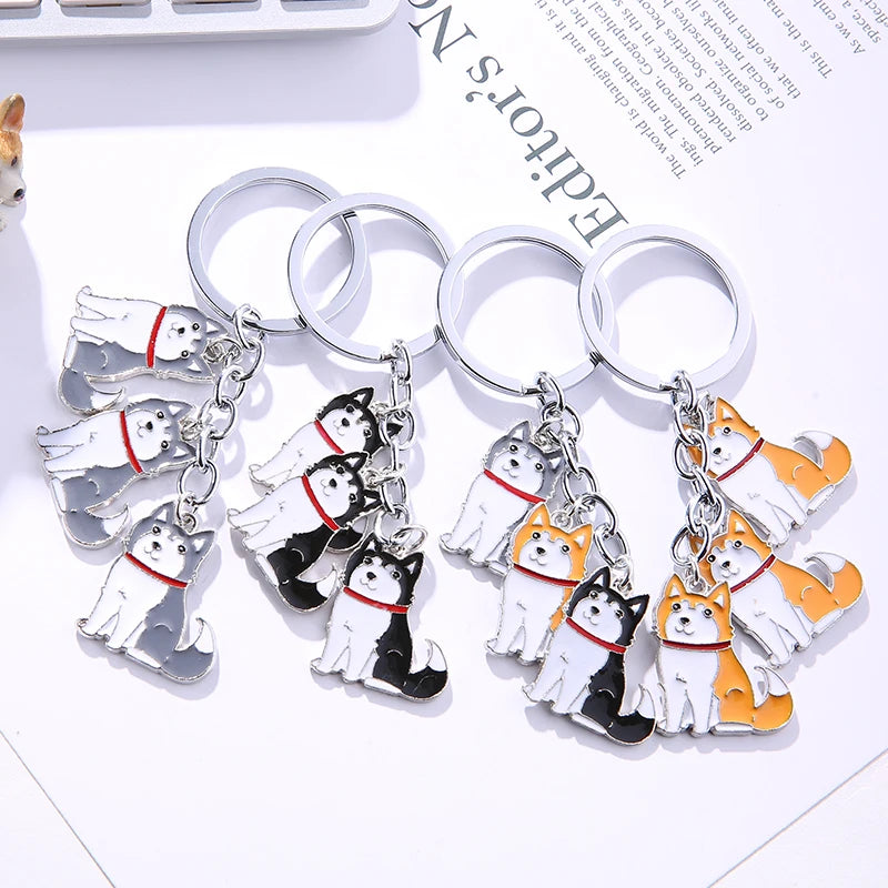 Siberian husky car key chains for men women pet dog pendant bag charm keychain key rings jewelry gifts