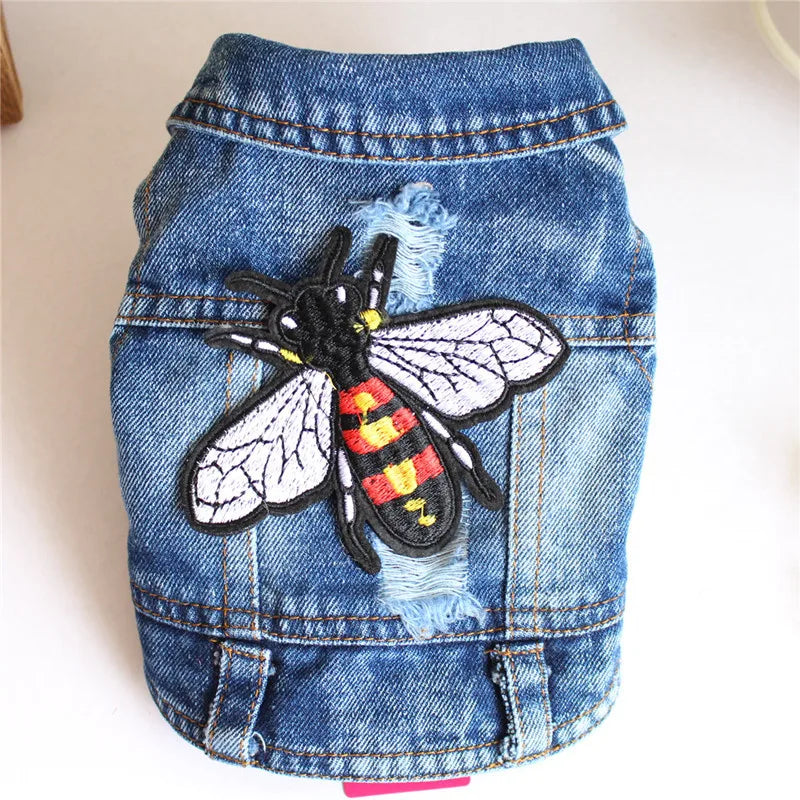 Spring Autumn Apparel Dog Jeans Jacket for Small Medium Dogs Cool Blue Pet Denim Hooded Coat Puppy Clothes Outfits