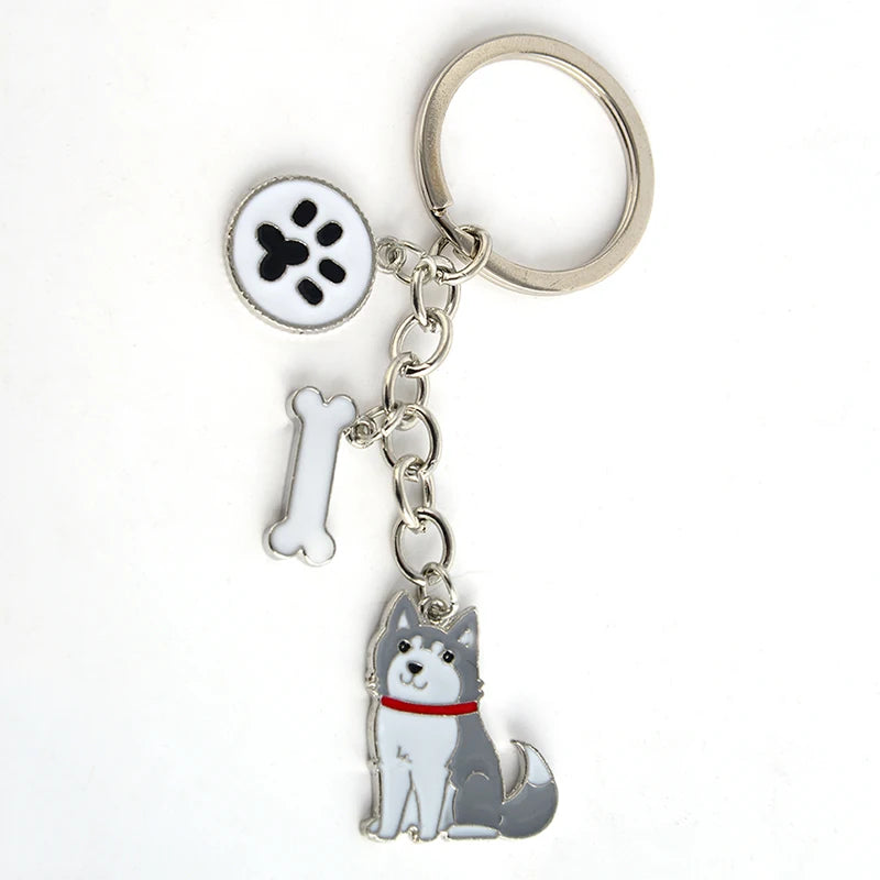Siberian husky car key chains for men women pet dog pendant bag charm keychain key rings jewelry gifts