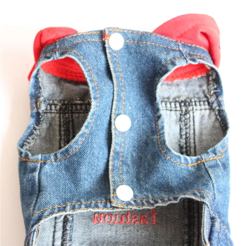 Spring Autumn Apparel Dog Jeans Jacket for Small Medium Dogs Cool Blue Pet Denim Hooded Coat Puppy Clothes Outfits