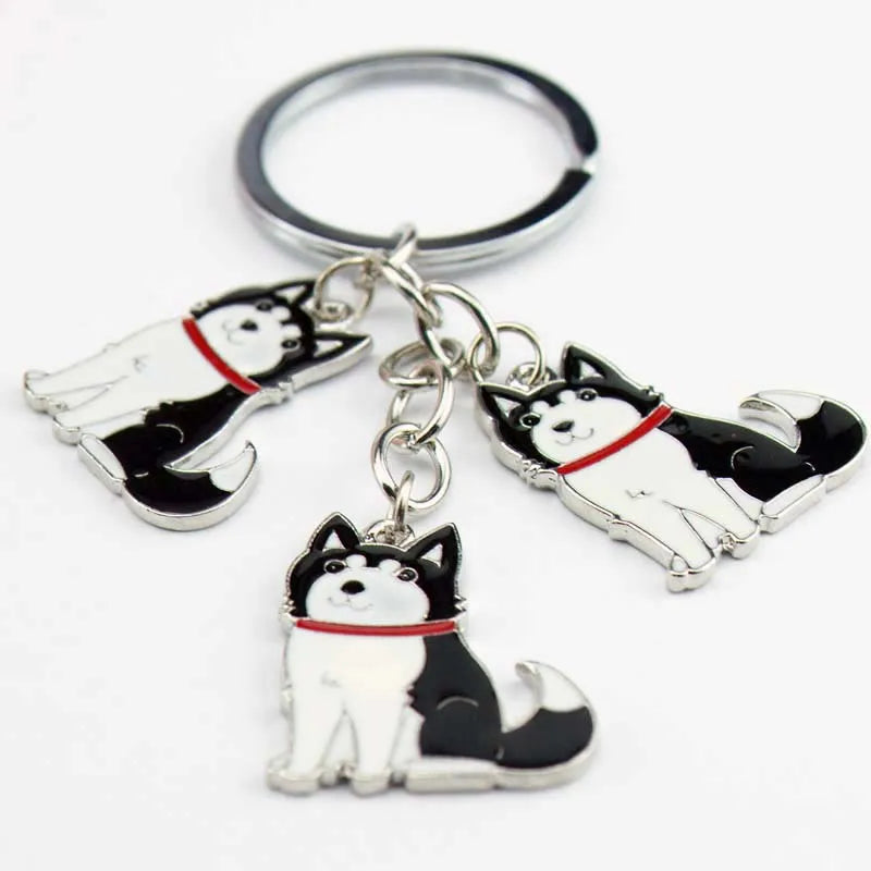 Siberian husky car key chains for men women pet dog pendant bag charm keychain key rings jewelry gifts