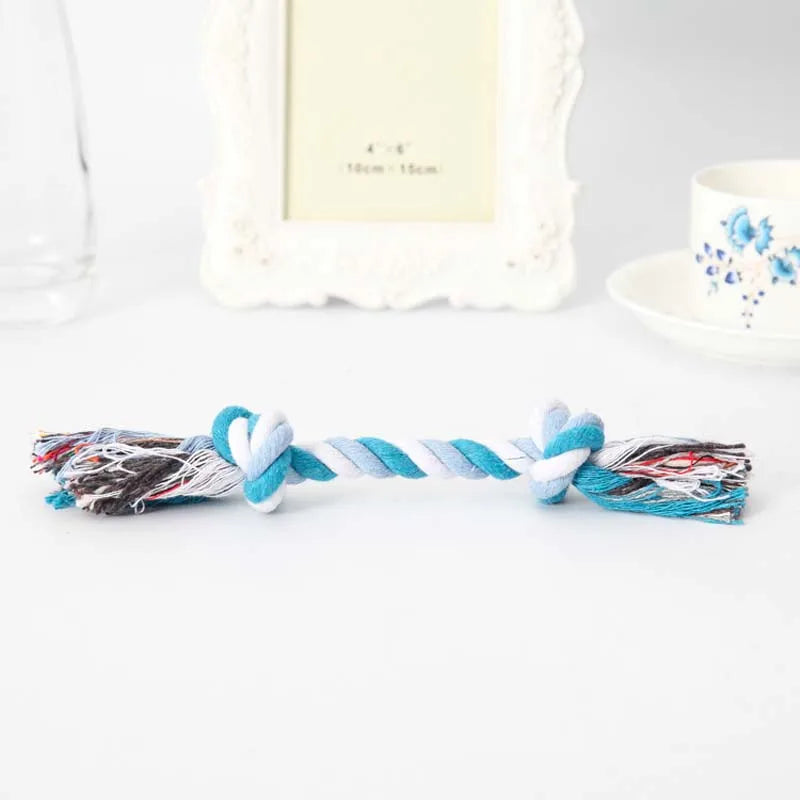 Tough Puppy Dog Toys Random Colors Cotton Double Knot Rope Chewers Toy for Small Dogs Playing Interactive Dental Pet Rope Toys