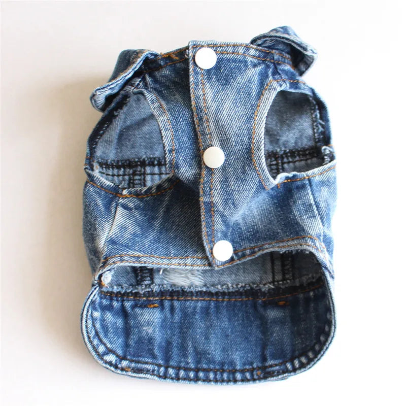 Dog Denim Jacket for Small Medium Dogs Yorkie Chihuahua Bulldog Beagle Pet Clothes Cool Dog Jean Coat Puppy Lapel Vest Apparel