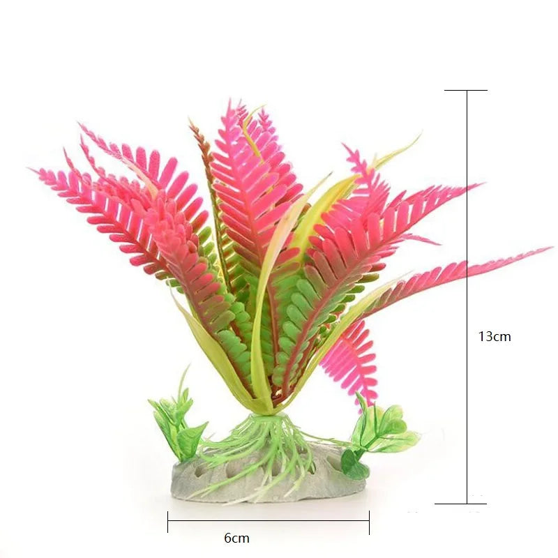 Artificial Aquarium Plastic Pine Tree Fish Tank Plants Decoration Green Red Water Grass Viewing Decorations Simulated Decor