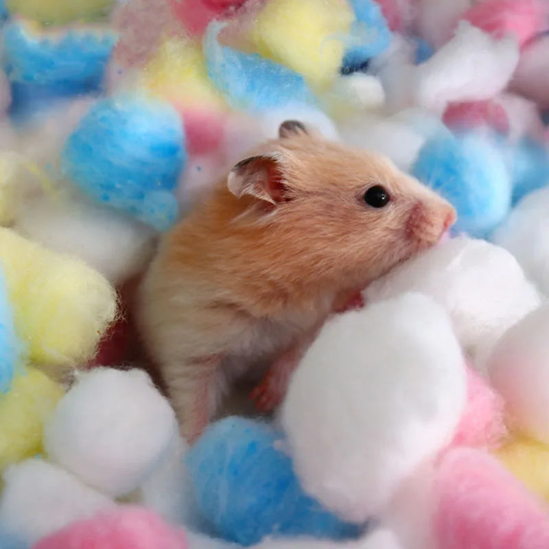 100Pcs/Bag Hamster Rat Mouse Colorful Winter Keep Warm Cotton Ball Cute Cage House Filler Supply Small Animals House DecorToys