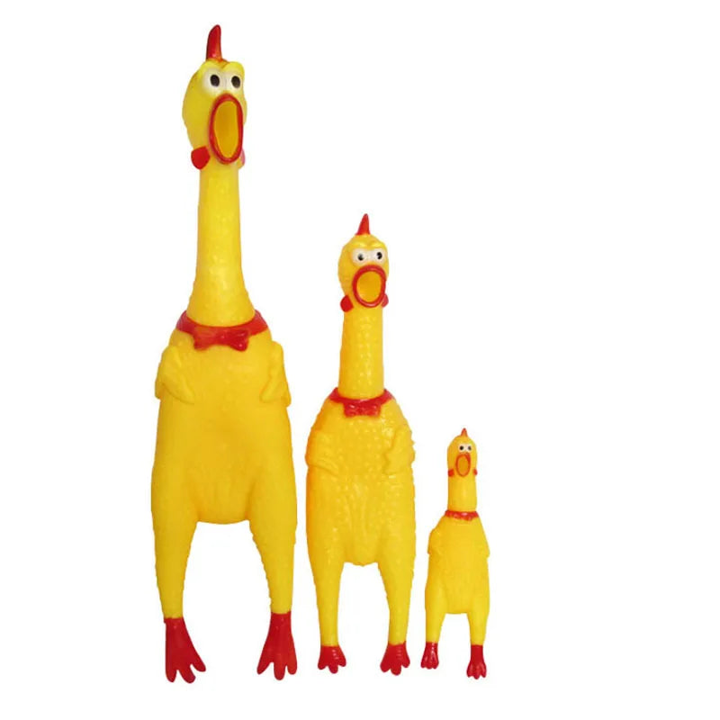 1pc Funny Yellow Screaming Chicken Squeaky Pets Dog Toys Squeeze Squeaky Sound Toy Safety Rubber For Dogs Molar Chew Toys