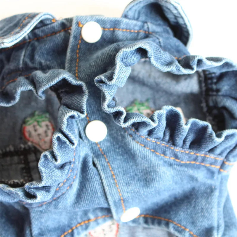 Spring Autumn Apparel Dog Jeans Jacket for Small Medium Dogs Cool Blue Pet Denim Hooded Coat Puppy Clothes Outfits