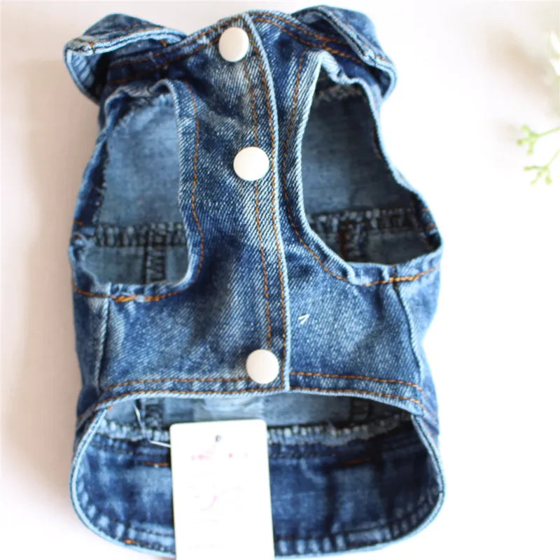 Spring Autumn Apparel Dog Jeans Jacket for Small Medium Dogs Cool Blue Pet Denim Hooded Coat Puppy Clothes Outfits
