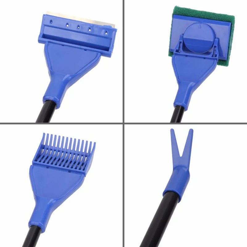5 in 1 Aquarium Tank Cleaner Set Fish Net Gravel Rake Algae Scraper Fork Sponge Brush Glass Cleaner For Aquarium Cleaning Tools