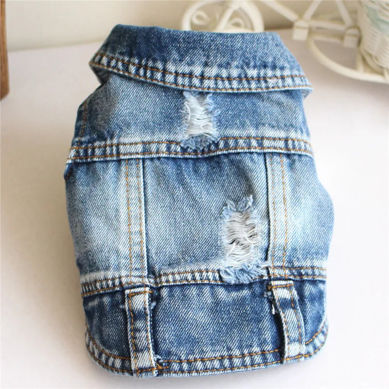 Dog Denim Jacket for Small Medium Dogs Yorkie Chihuahua Bulldog Beagle Pet Clothes Cool Dog Jean Coat Puppy Lapel Vest Apparel