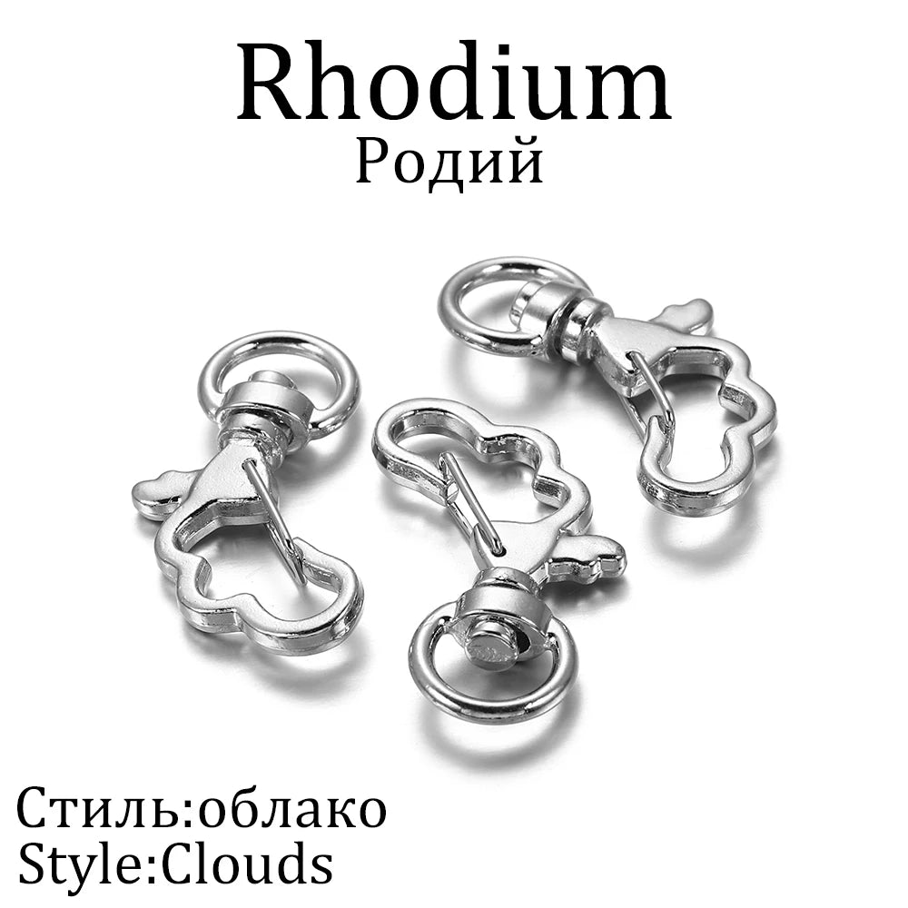 10pcs/lot Star Moon Heart Cat Dog Shell Dolphins Flowers Charms Lobster Clasps Hook For DIY Key Chain Jewelry Making Accessories