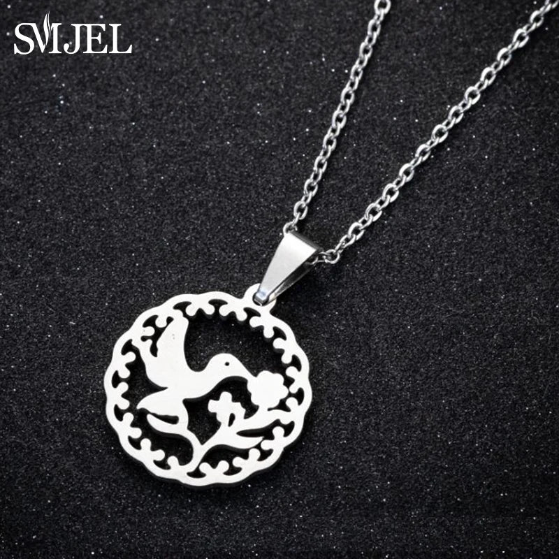 SMJEL Wild Animal Necklace Stainless Steel Hummingbird Necklaces & Pendants Cute Eagle Phoenix Swallow Birds Necklace collares