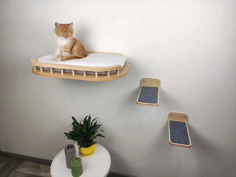 Wholesale Pet wall furniture wall bed Cat tree tower Cat shelves with steps Cat jungle gym house furniture