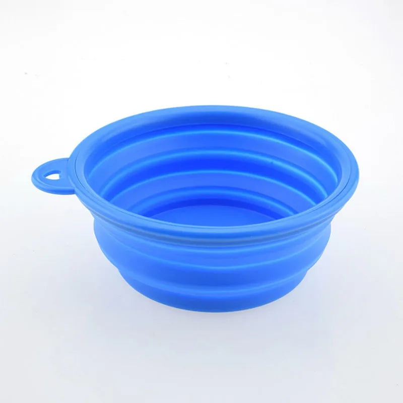1Pcs Portable Travel Collapsible Dog Pet Folding Silicone Bowl For Pet Feeder Puppy Food Container Feeder Dish Bowl With buckle