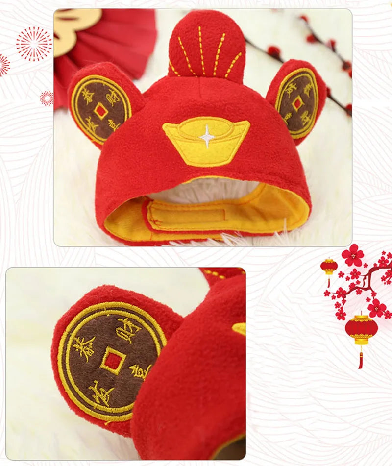 Lion Cattle Pattern Dog Costume Hat for Cat New Year Party Birthday Costume Pet Dogs Products Keep Warm Winter Puppy Accessories