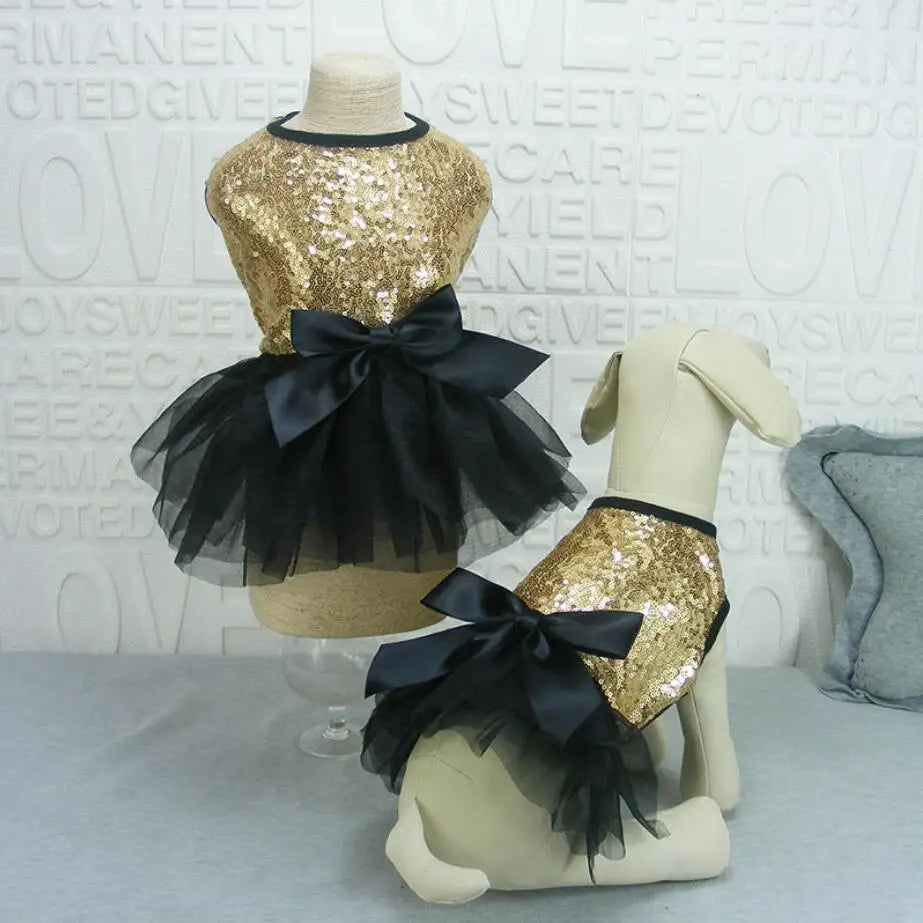 Small Dog Dress Pet Tutu Dress with Sequin Bows Princess Tulle Skirt Puppy Dog Clothes Chihuahua York Terrier Pet Apparel
