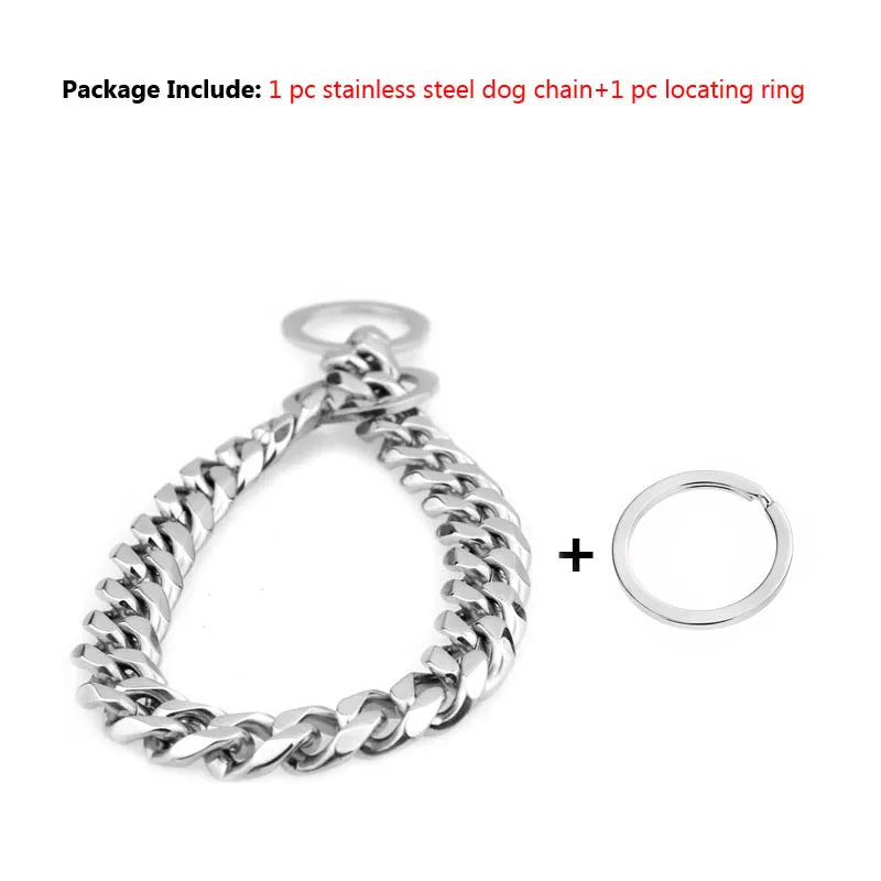 Strong Choke Chain Dog Collar Luxury 15MM 18K Gold Stainless Steel Cuban Link Metal Necklace for Small Medium Large Dogs Pitbull