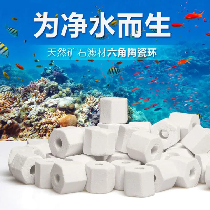 100g Aquarium Fish tank Filter Media Ceramic Ring For Aquarium Glass Ring Biological ring Baterial House 100g High Quality