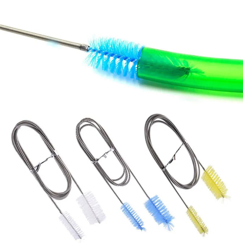 Aquarium Pipe Cleaning Brush Fish Tank Cleaner Tube Stainless Steel Water Filter Air Tube Flexible Double End Hose Accessories