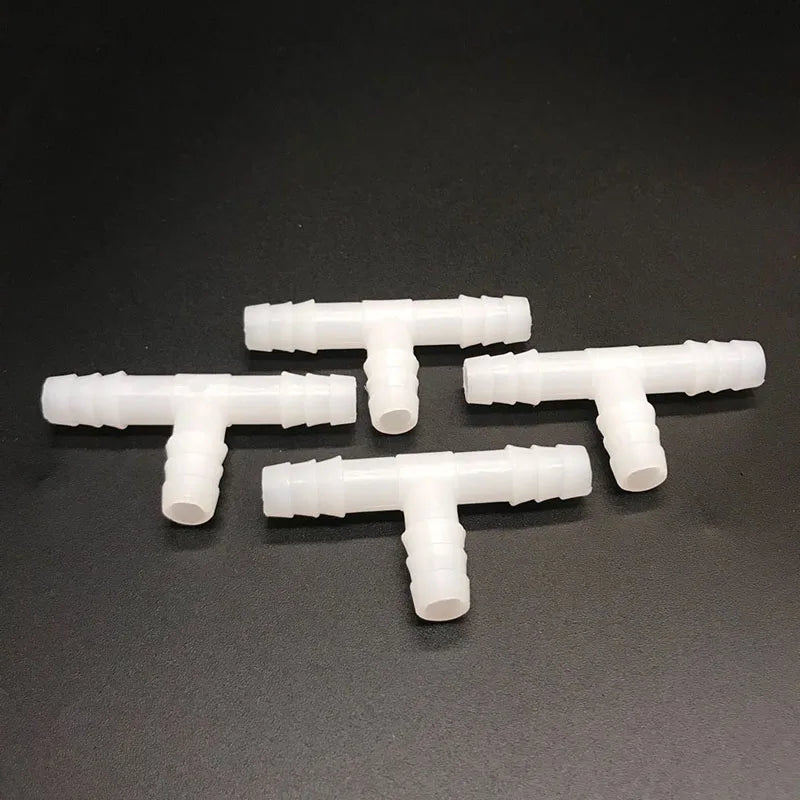 10pcs 8mm Plastic Aquarium Connectors Tee Straight T-shaped 3 Way Connector for Water Air Pump Fish Tank Aquarium Accessories