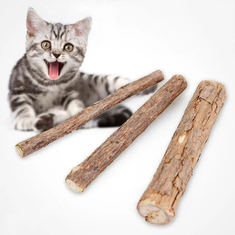 4pcs/Lot Pure Natural Catnip Stick Pet Toys For Cats Molar Toothpaste Branch Cleaning Teeth Silvervine Cat Snacks Sticks