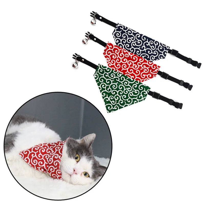 Original Pet Dog Bandana Tang Thread Printing Puppy Bib Bow Tie Party Neck Accessories Kitten Grooming Kerchief Shiba Inu Collar
