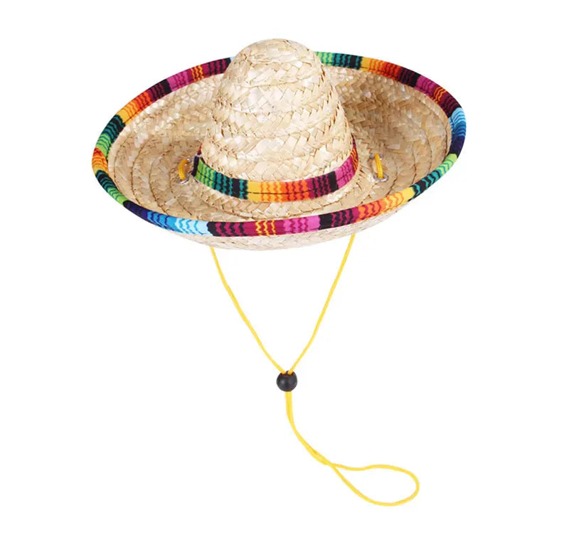 Chinese Tradition Straw Hats for Dogs Wig Mexico Style Puppy Costume Cat Outfit Cat Supplies Pet Accessories for Small Animal