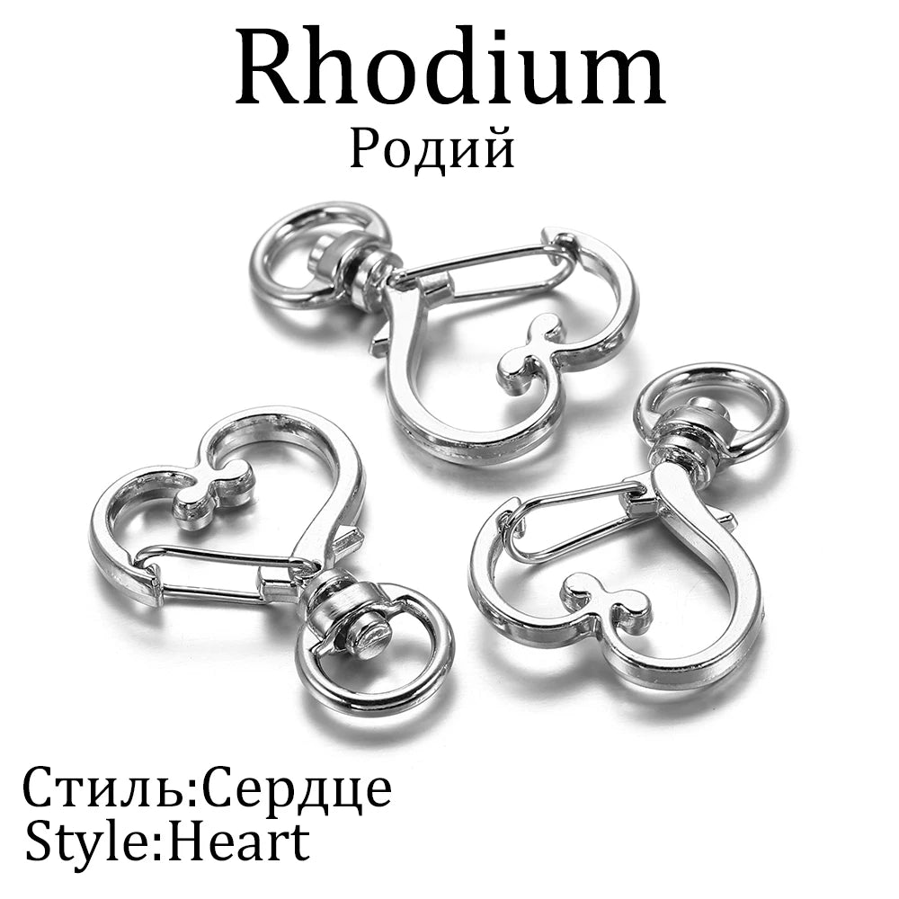 10pcs/lot Star Moon Heart Cat Dog Shell Dolphins Flowers Charms Lobster Clasps Hook For DIY Key Chain Jewelry Making Accessories
