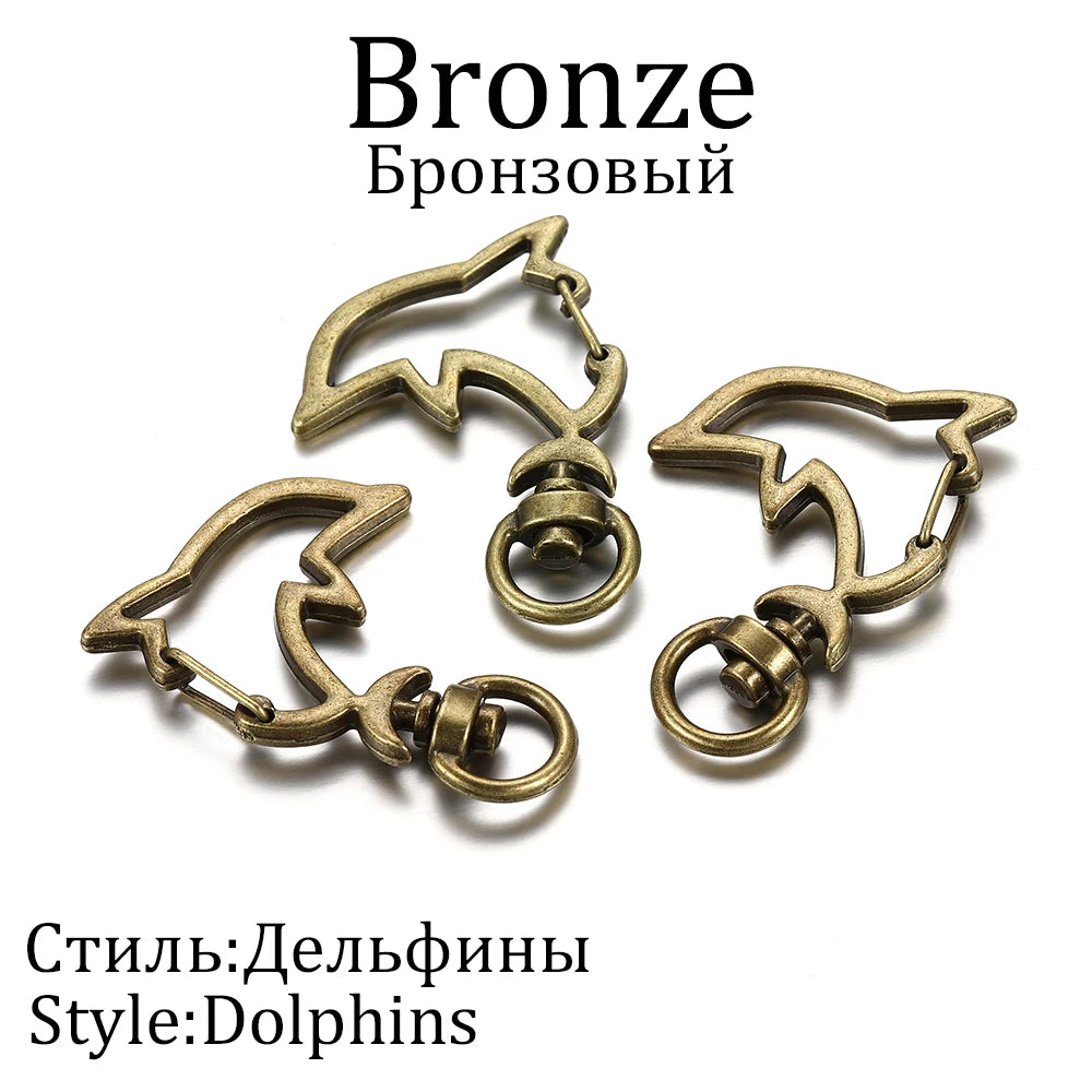 10pcs/lot Star Moon Heart Cat Dog Shell Dolphins Flowers Charms Lobster Clasps Hook For DIY Key Chain Jewelry Making Accessories