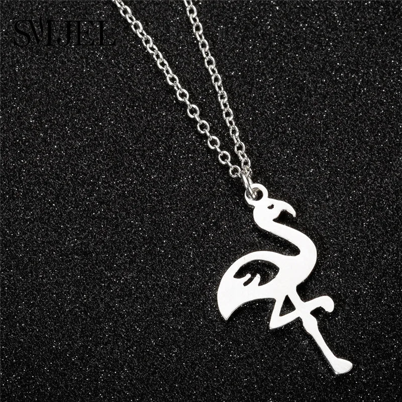 SMJEL Wild Animal Necklace Stainless Steel Hummingbird Necklaces & Pendants Cute Eagle Phoenix Swallow Birds Necklace collares