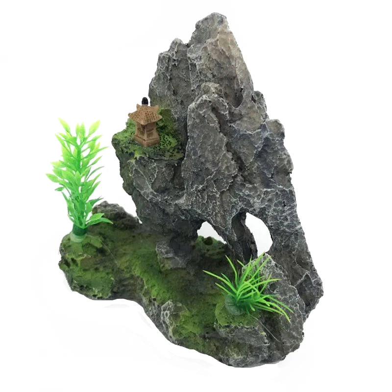 Artificial Aquarium Decorations Rockery Mountain View Rock Cave Stone Tree Fish Tank Ornament Decoration Aquarium Background