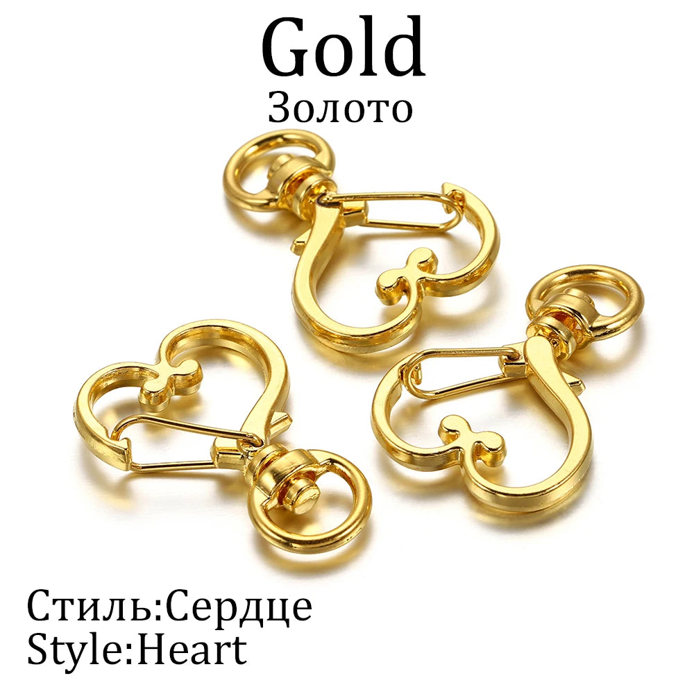 10pcs/lot Star Moon Heart Cat Dog Shell Dolphins Flowers Charms Lobster Clasps Hook For DIY Key Chain Jewelry Making Accessories