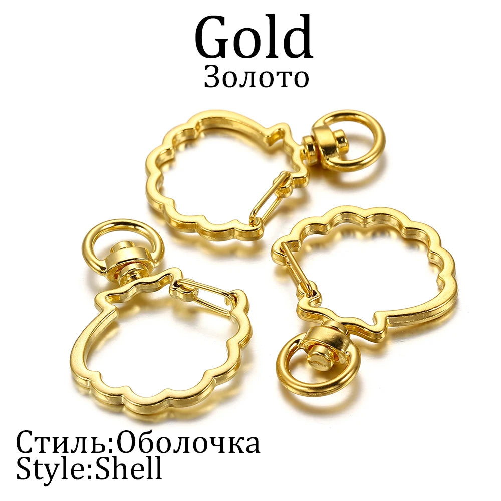10pcs/lot Star Moon Heart Cat Dog Shell Dolphins Flowers Charms Lobster Clasps Hook For DIY Key Chain Jewelry Making Accessories