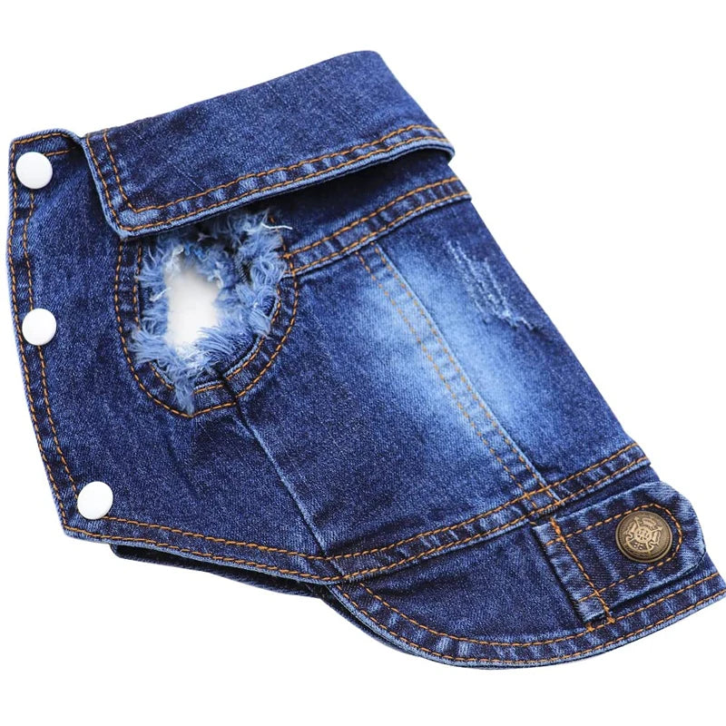 Dog Cat Clothes Jeans Jacket for Small Medium Dogs Beagle Yorkie Chihuahua Dark Wash Denim Coat Spring Autumn Pet Apparel