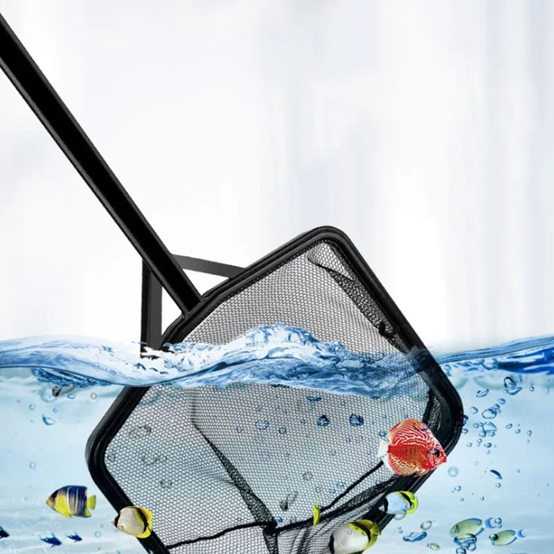 Black Aquarium Accessories Long Handle Square Aquarium Fish Tank Fishing Net Landing Net for Fish Durable Products Accessories