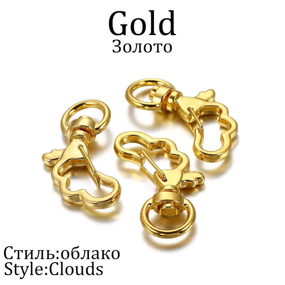 10pcs/lot Star Moon Heart Cat Dog Shell Dolphins Flowers Charms Lobster Clasps Hook For DIY Key Chain Jewelry Making Accessories