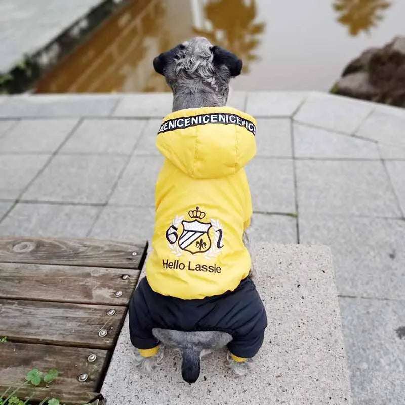 Yorkie Chihuahua Dog Clothes Winter Dog Jumpsuit for Small Dogs Waterproof Thicken Warm Hooded Coat Outfits Overalls for Dogs