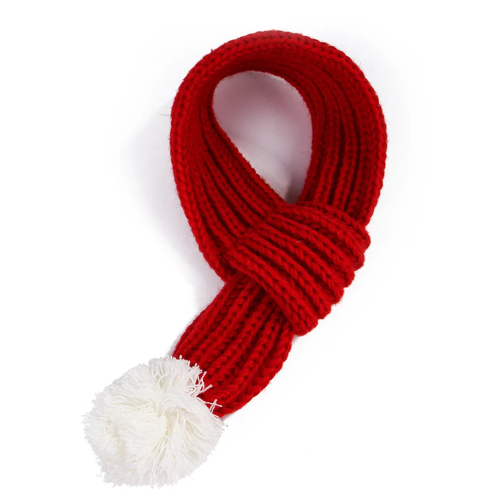 Solid Knitting Winter Pet Scarf for Dogs Christmas New Year Green Red Festival Cat Accessories Adjustable Plush Cozy Dog Collar