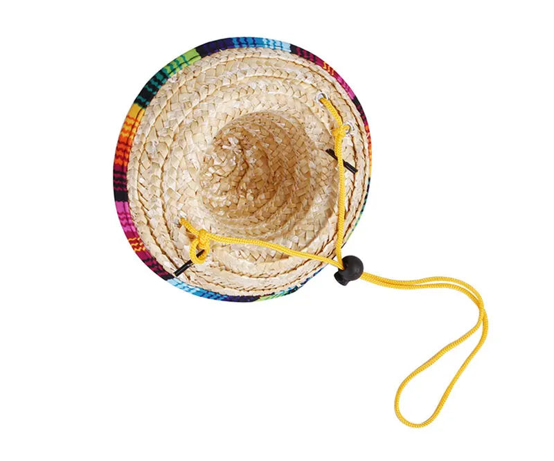 Chinese Tradition Straw Hats for Dogs Wig Mexico Style Puppy Costume Cat Outfit Cat Supplies Pet Accessories for Small Animal