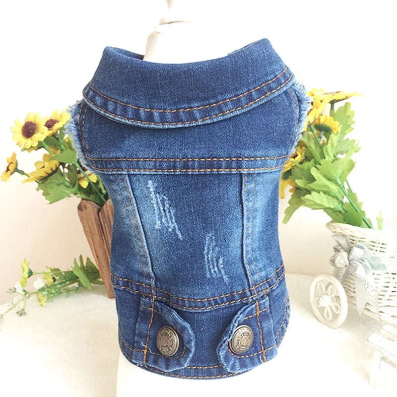 Dog Denim Jacket Fashion Design Jeans Spring Puppy Dog Clothes For Small Medium Dogs French Bulldog Chihuahua Pet Appare