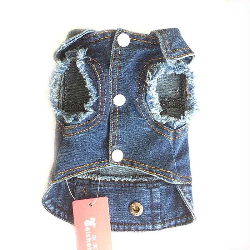 Dog Denim Jacket Fashion Design Jeans Spring Puppy Dog Clothes For Small Medium Dogs French Bulldog Chihuahua Pet Appare
