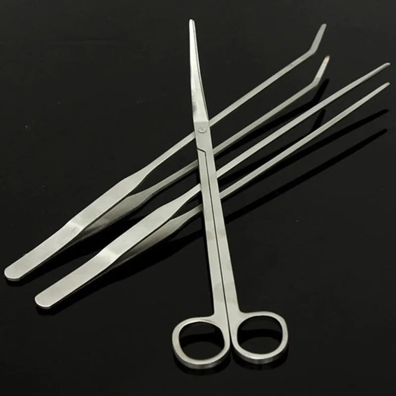 Stainless Steel Aquarium Tank Tools Kit Fish Tanks Aquatic Plants Grass Scissor Tweezers Shovel Kit Aquarium Maintenance Tools