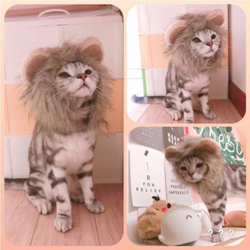 Lion Shaped Cosplay Hat for Cat Black Designer Pet Dog Accessories Winter Christmas Costume Kitten Head Wear Puppy Pet Supplies